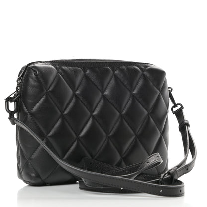 Balenciaga Nappa Calfskin Quilted Touch B Camera Shoulder Bag Black 3 of 9