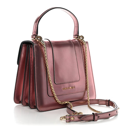 Bulgari Metallic Calfskin Serpenti Forever Top Handle Rose Quartz 3 of 13