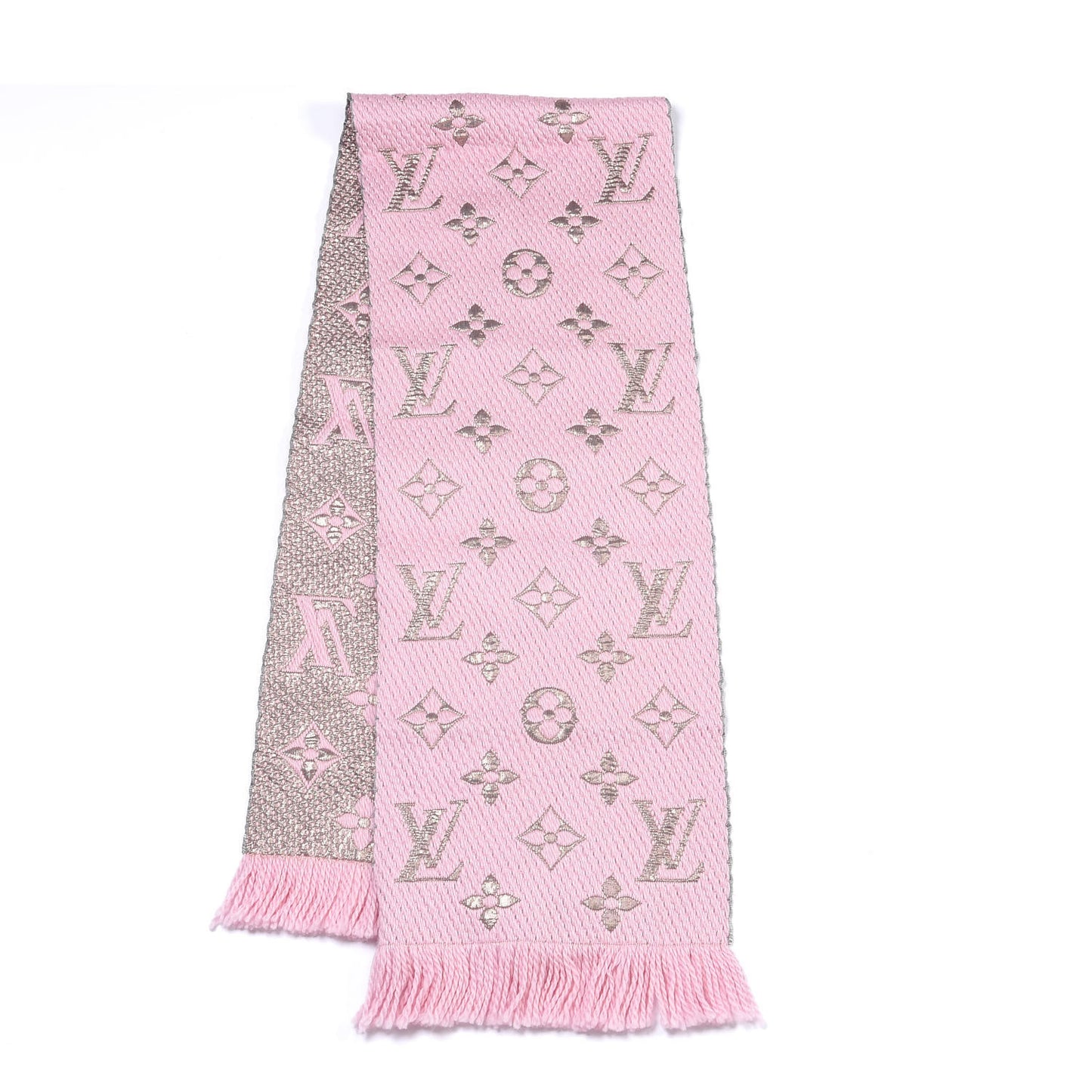 Wool Silk Logomania Shine Scarf Pink