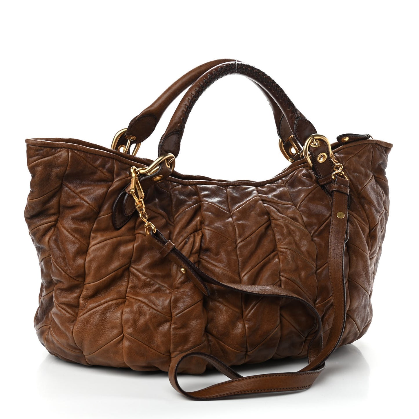 Nappa Large Patchwork Tote Brown