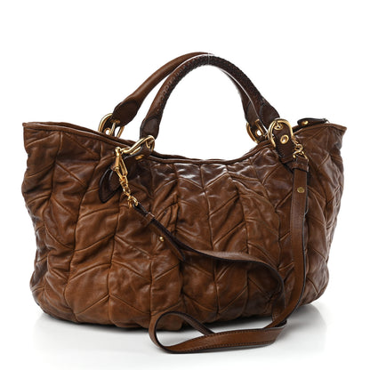 Miu Miu Nappa Large Patchwork Tote Brown 3 of 23