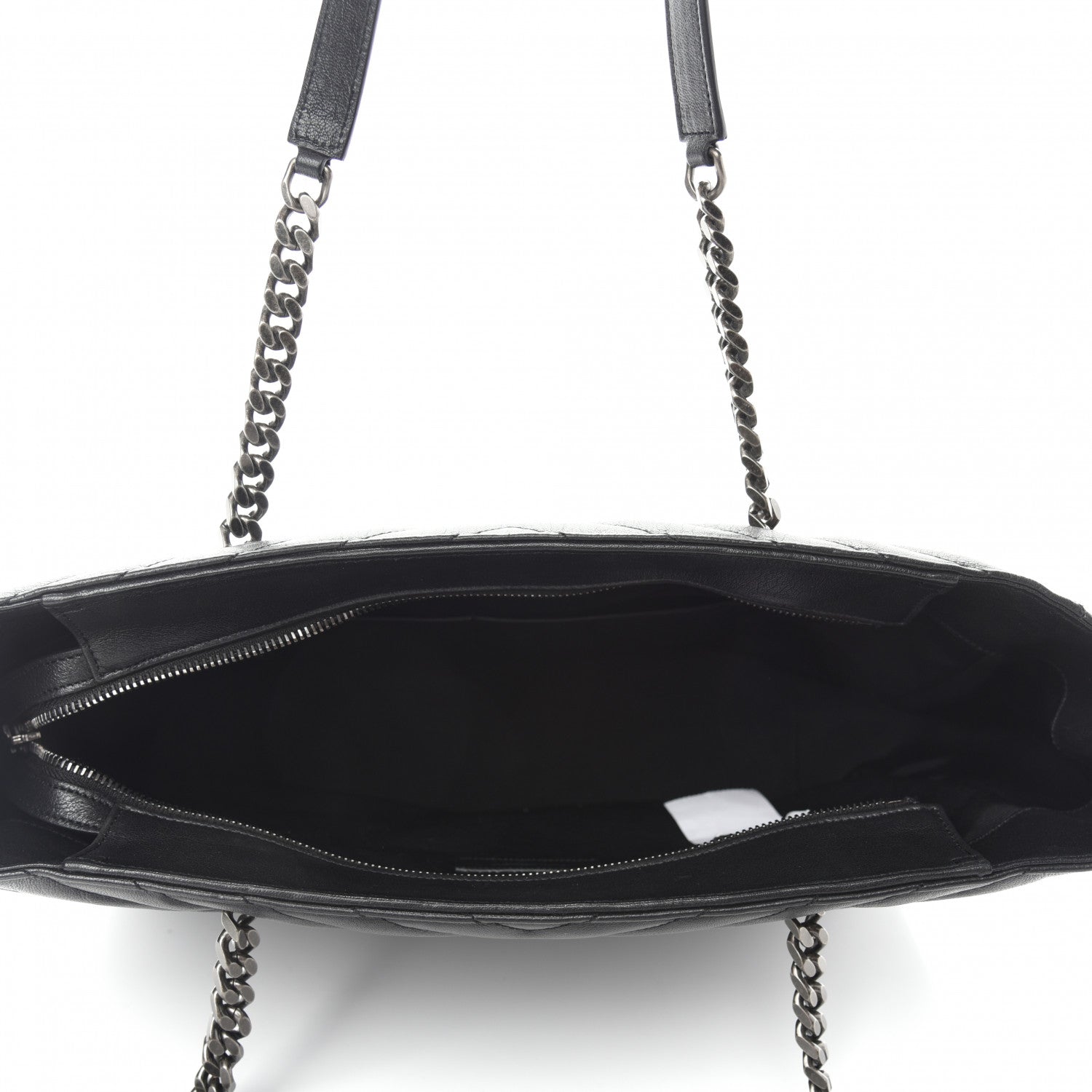 Saint Laurent Sheepskin Matelasse Chevron Large Monogram Shopping Bag Black 5 of 10
