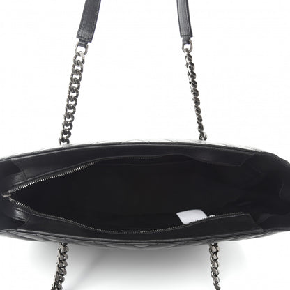 Saint Laurent Sheepskin Matelasse Chevron Large Monogram Shopping Bag Black 5 of 10