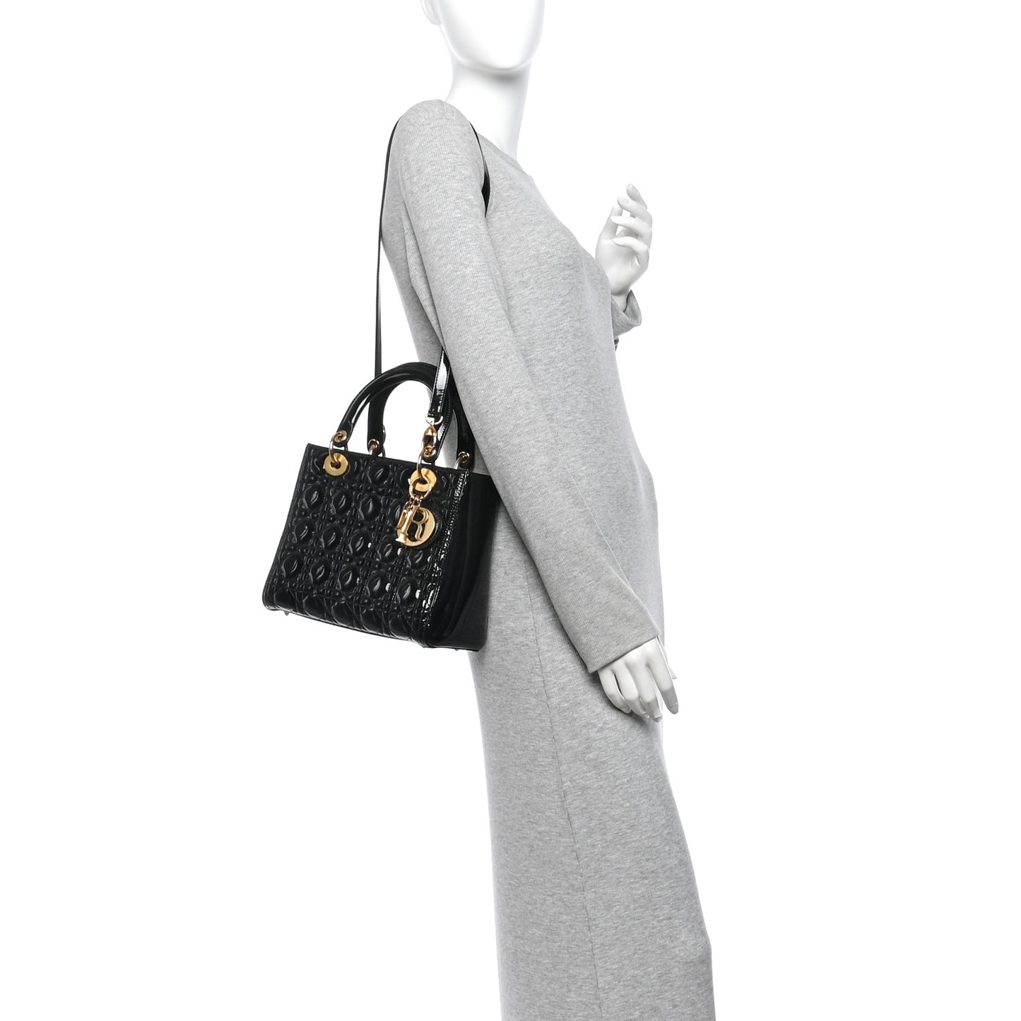 Patent Cannage Medium Lady Dior Black