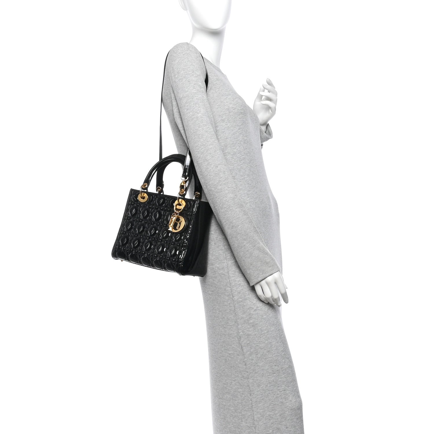 Christian Dior Patent Cannage Medium Lady Dior Black 2 of 11