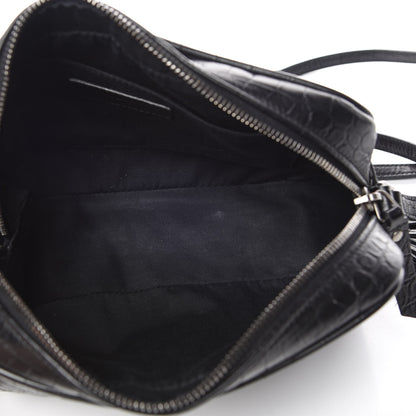 Saint Laurent Calfskin Crocodile Embossed Monogram Lou Camera Bag Black 5 of 10