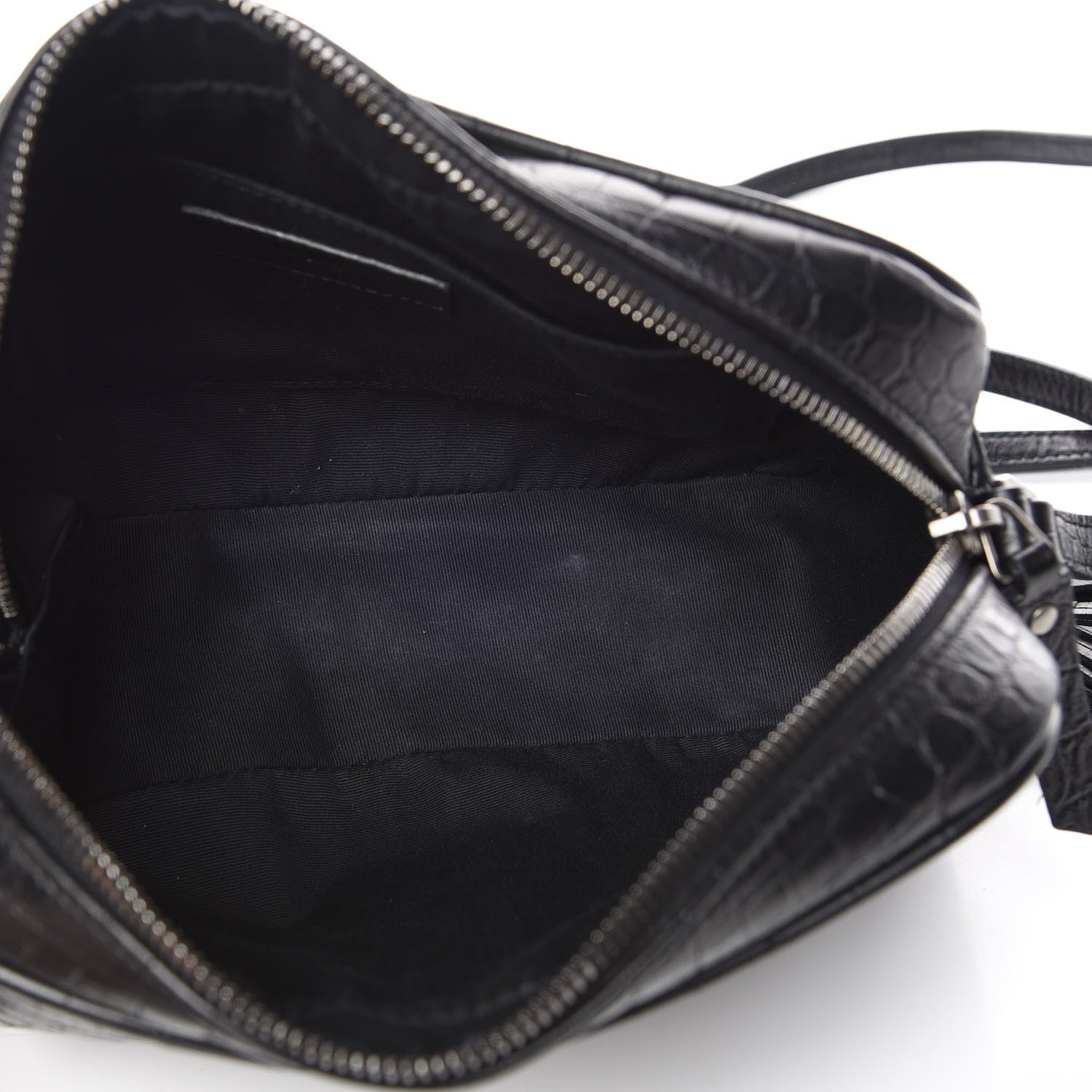 Saint Laurent Calfskin Crocodile Embossed Monogram Lou Camera Bag Black 5 of 10