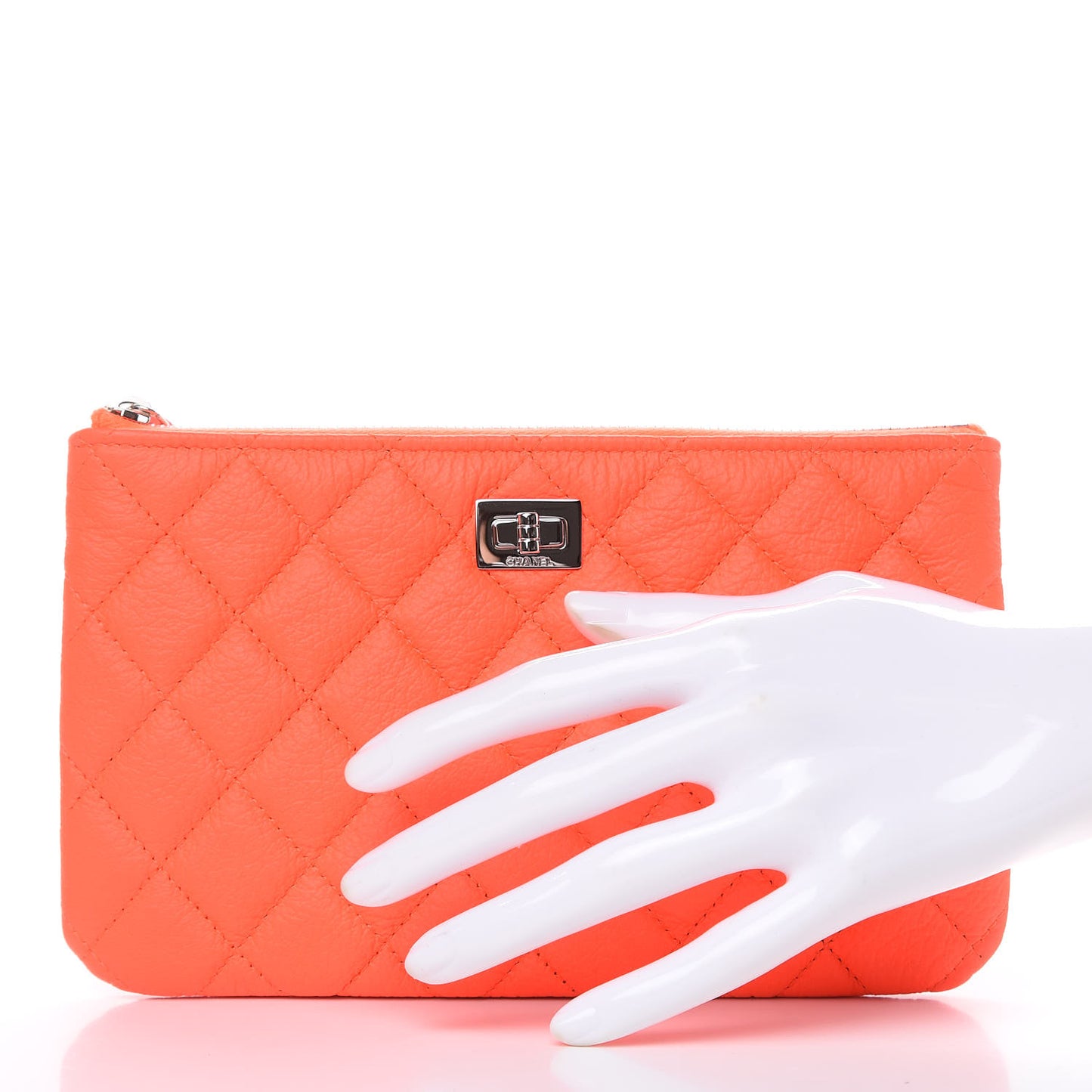 Goatskin Quilted Medium Reissue Cosmetic Case Orange