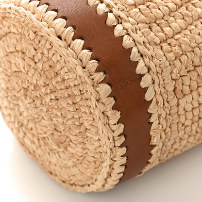 Saint Laurent Raffia Monogram Cassandre Small Cylindric Natural Brick 7 of 8
