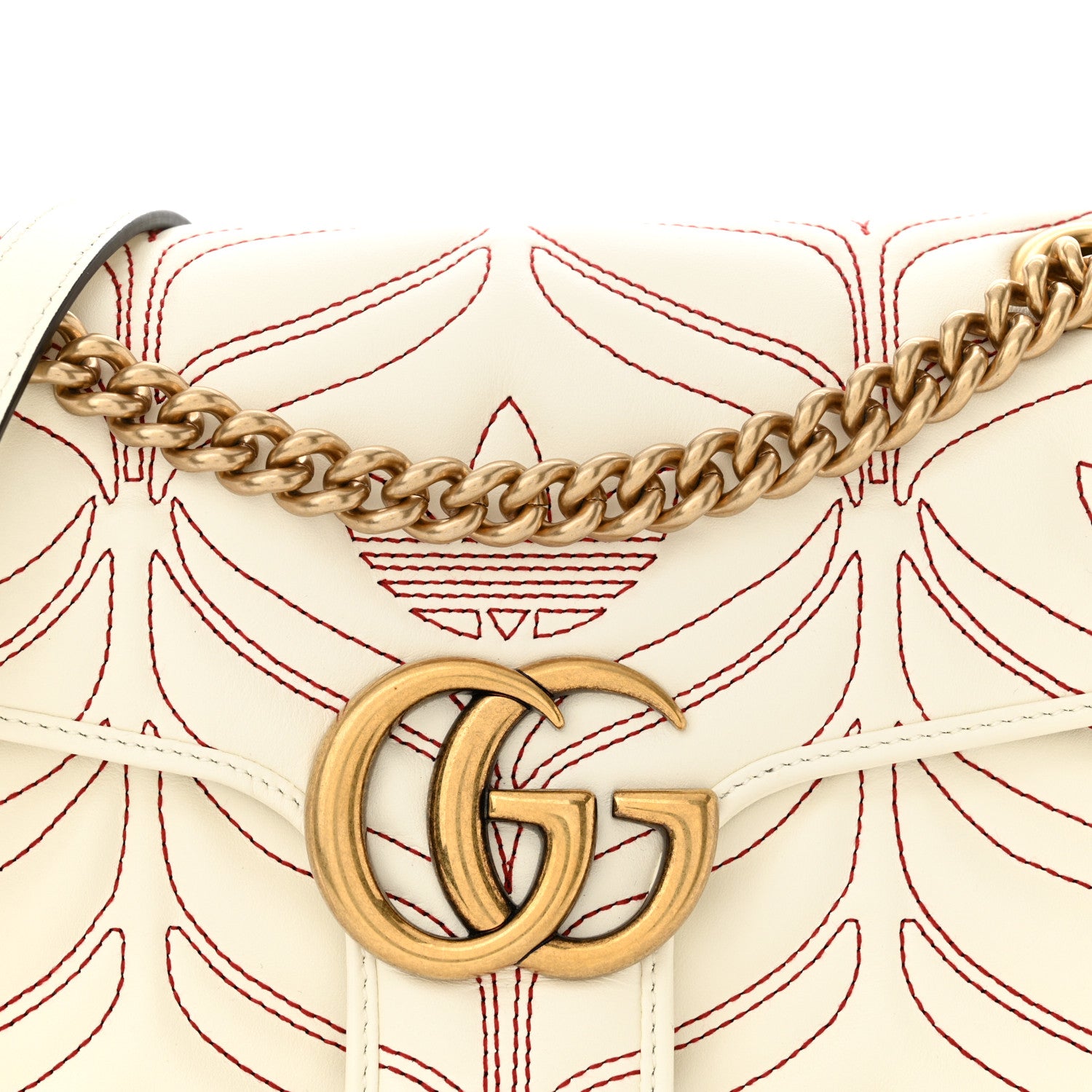 Gucci X ADIDAS Calfskin Matelasse Small GG Marmont Shoulder Bag Off White 7 of 9