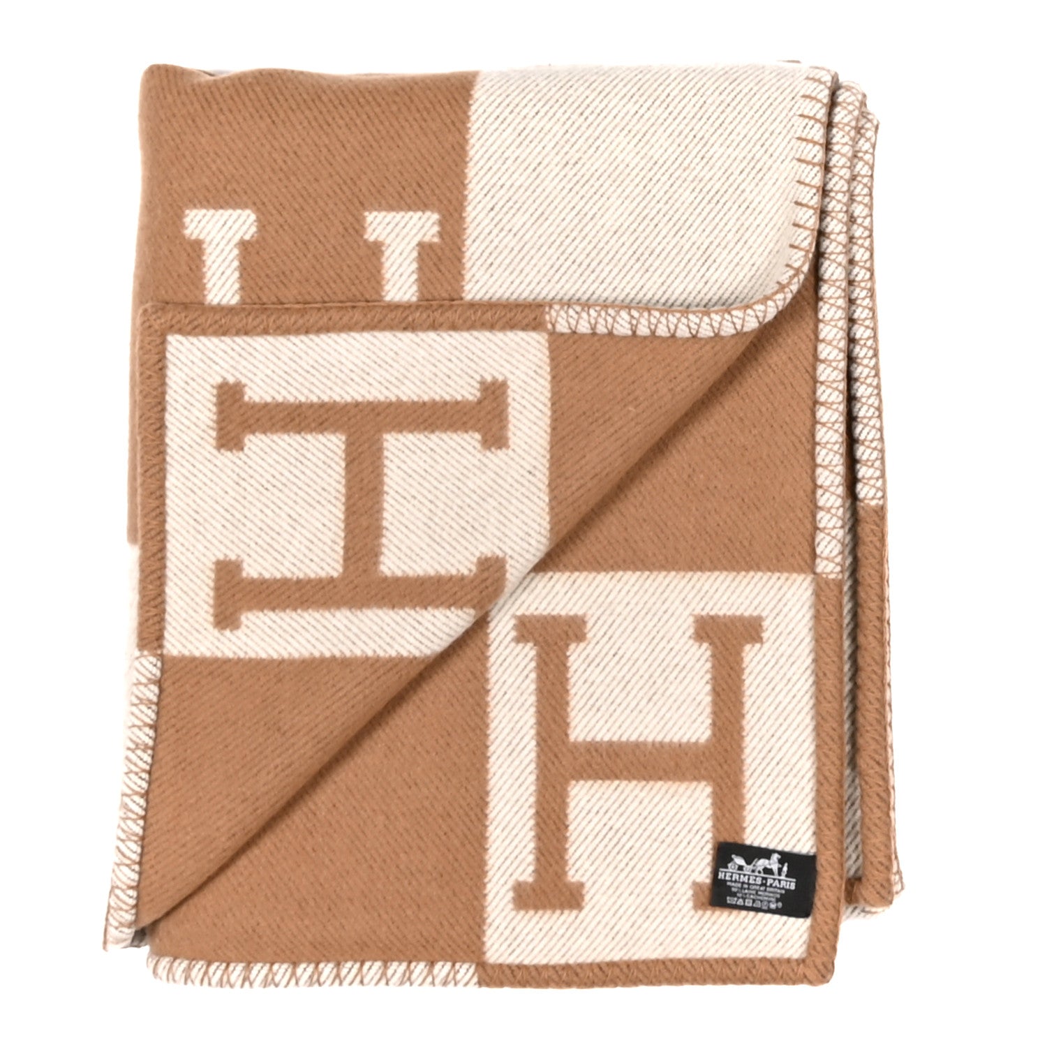 Hermes Wool Cashmere Avalon Blanket Ecru Camel 2 of 4