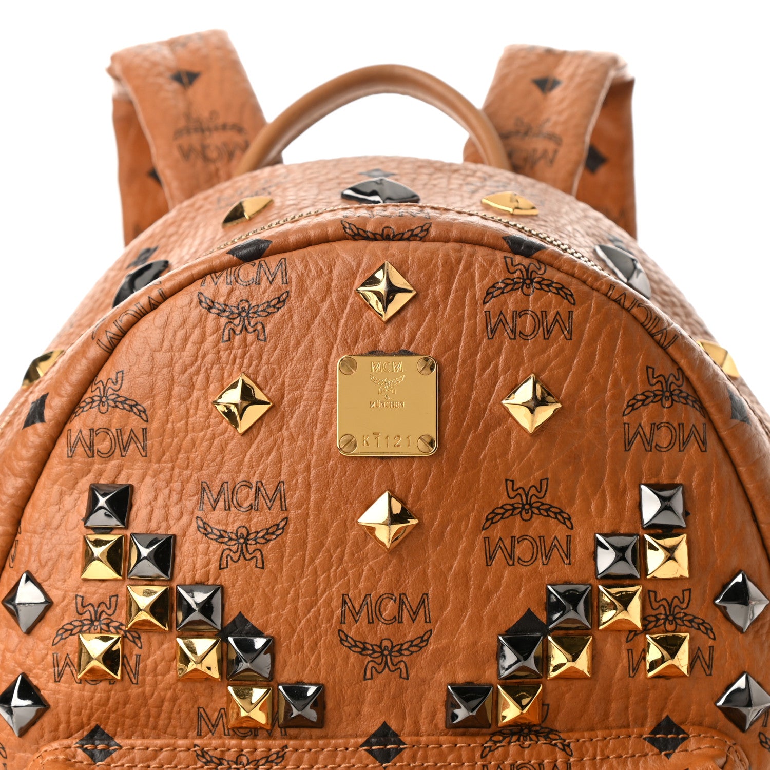 MCM Visetos Studded Small Stark M Backpack Cognac 7 of 9