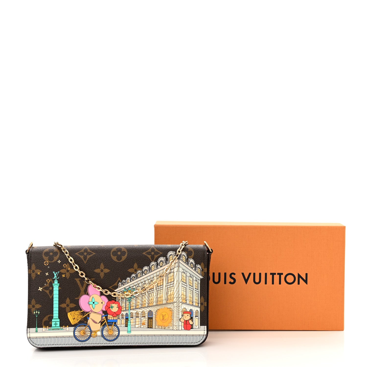Louis Vuitton Monogram 2022 Christmas Animation Paris Pochette Felicie Chain Wallet Pink 11 of 11