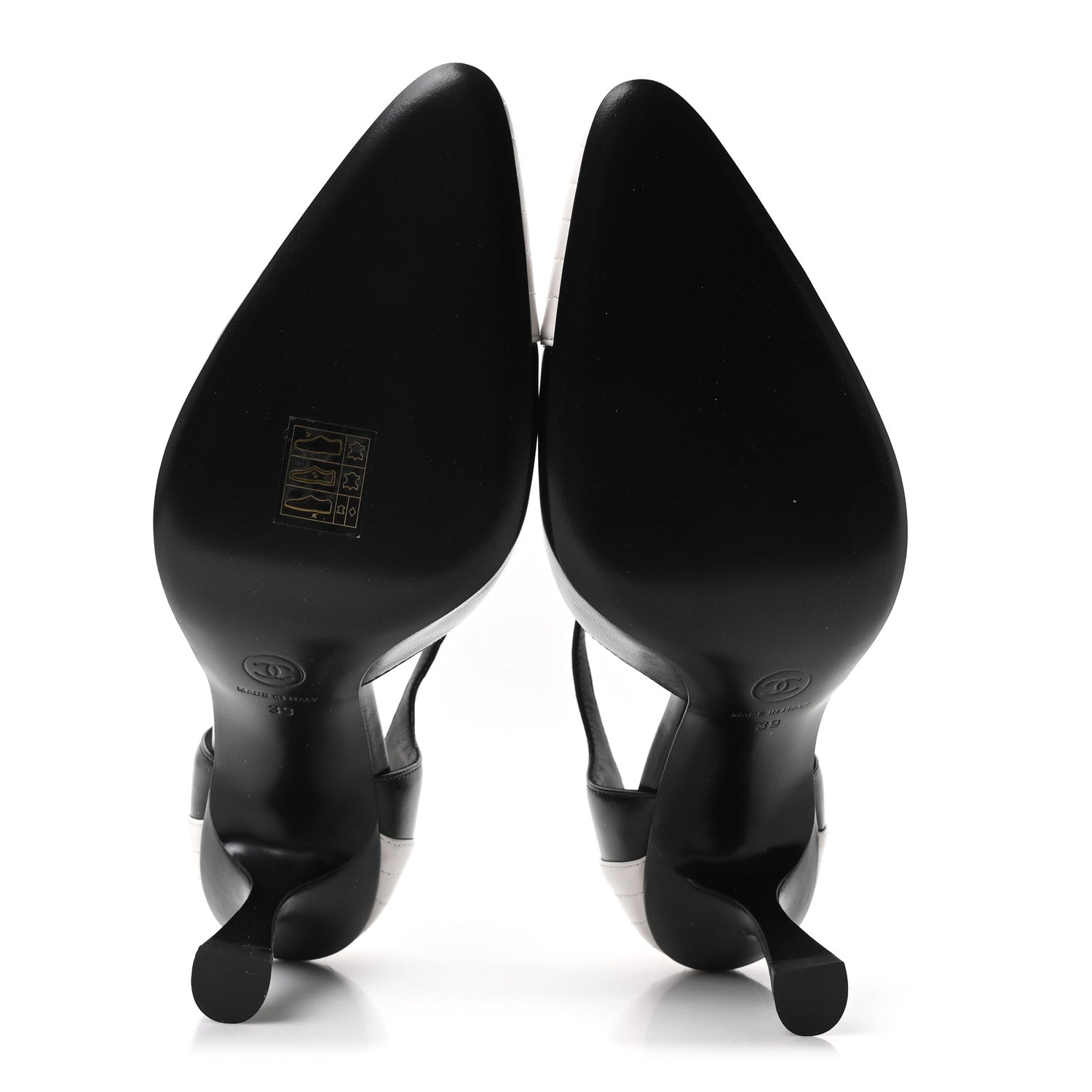 Chanel Lambskin Mary Jane Pumps 39 Black White 6 of 10