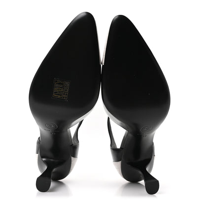 Chanel Lambskin Mary Jane Pumps 39 Black White 6 of 10