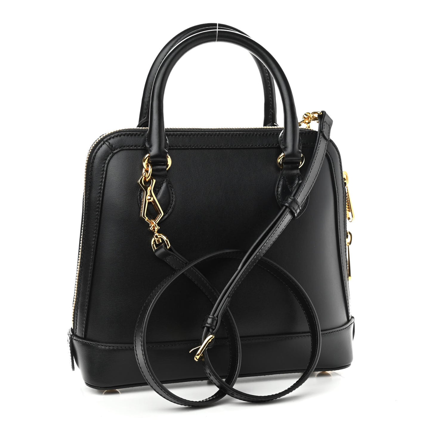 Boarded Plutone Calfskin Small Horsebit 1955 Top Handle Bag Black