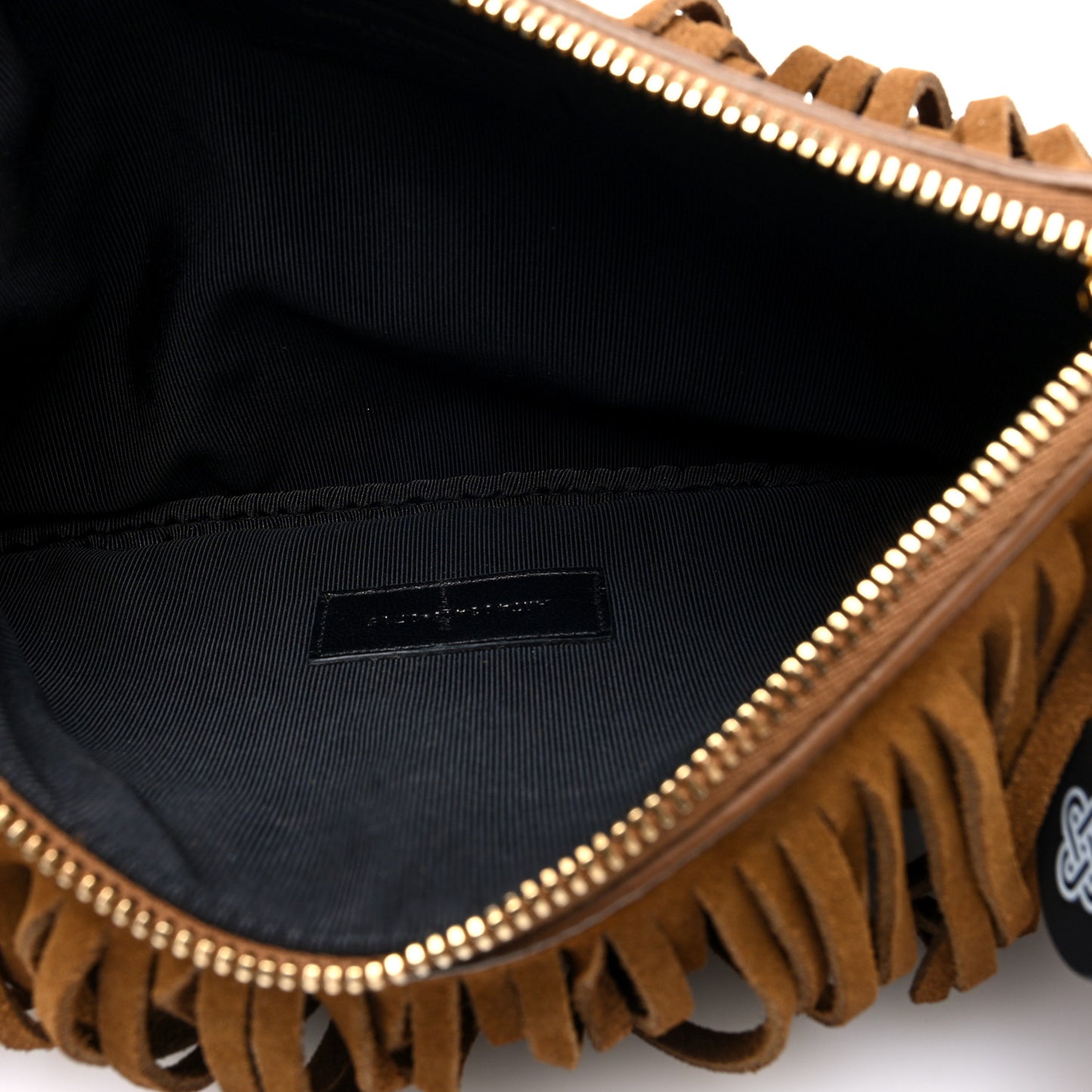 Suede Fringe Medium Clutch Light Ocre