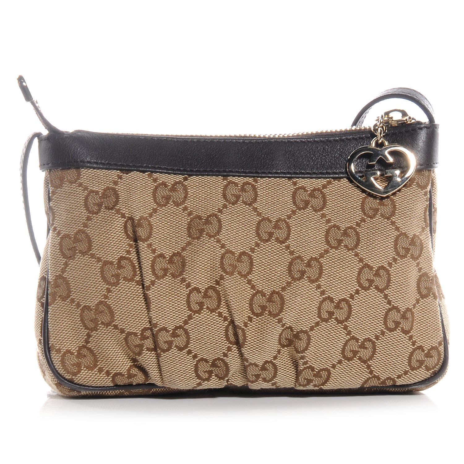 Gucci Monogram GG Heart Charm Crossbody Pochette Ebony 1 of 7