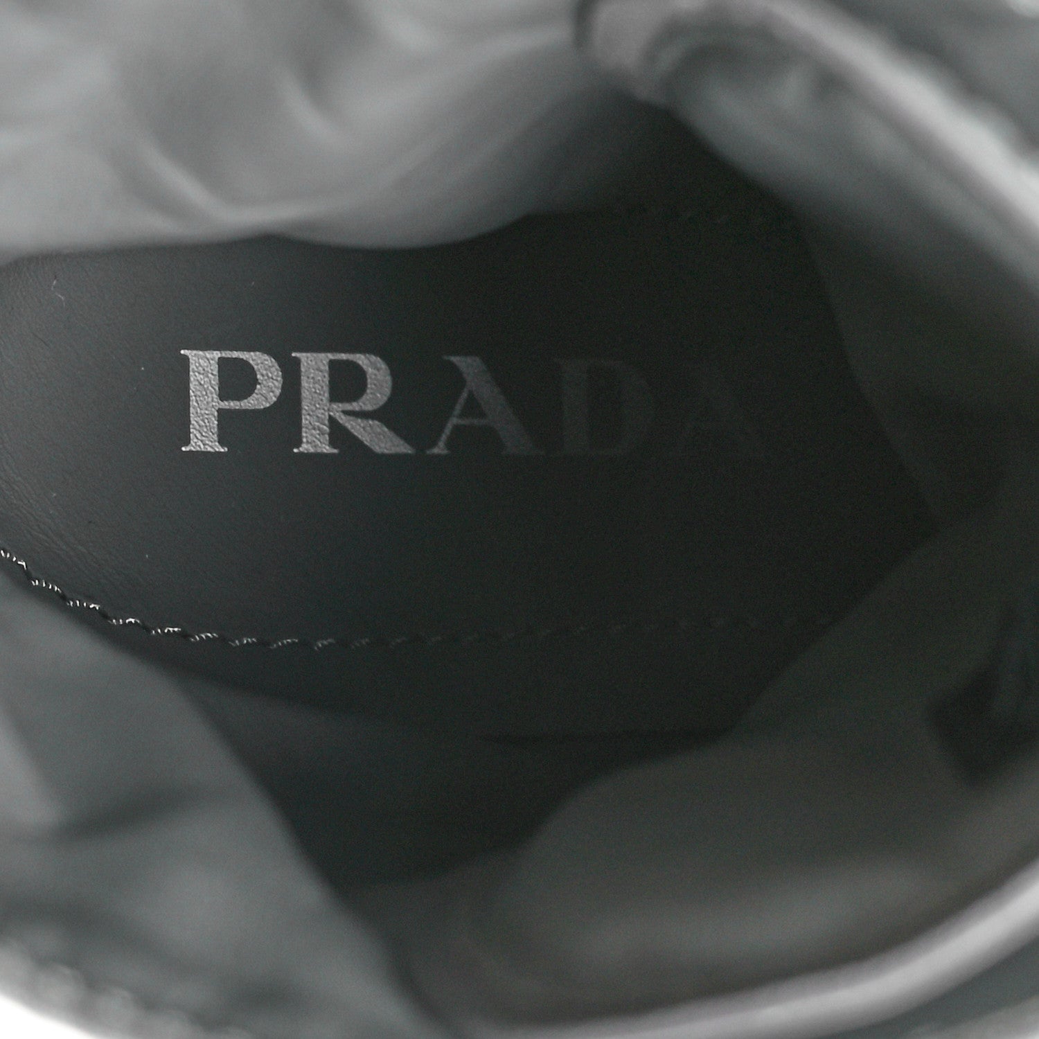 Prada Spazzolato Rois Re-Nylon Metal Triangle Logo Monolith Pouch Pocket 55mm Boots 38.5 Marble Grey 9 of 9