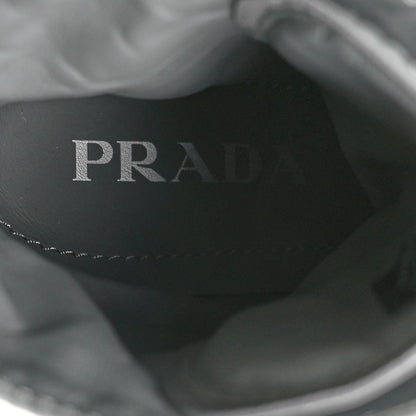 Prada Spazzolato Rois Re-Nylon Metal Triangle Logo Monolith Pouch Pocket 55mm Boots 38.5 Marble Grey 9 of 9