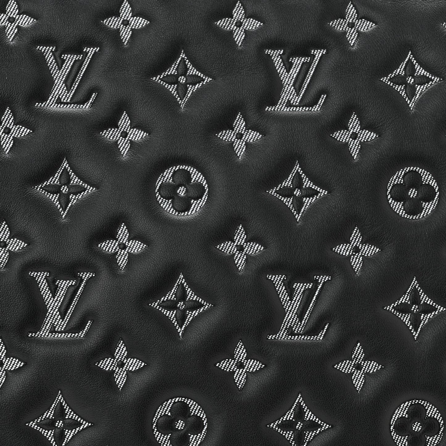Lambskin Embossed Monogram Coussin MM Black Gray