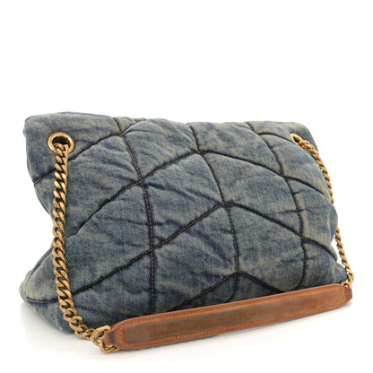 Saint Laurent Denim Quilted Small Loulou Puffer Monogram Chain Satchel Blue Cinnamon 3 of 11