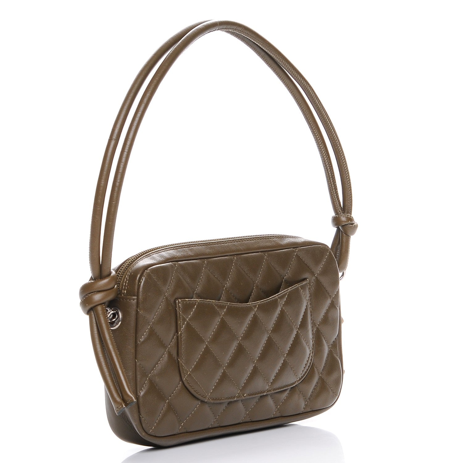 Chanel Calfskin Python Quilted Cambon CC Pochette Khaki 3 of 7