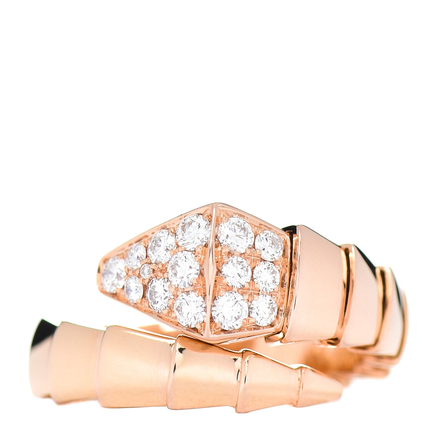 18K Rose Gold Diamond Serpenti Viper Ring L