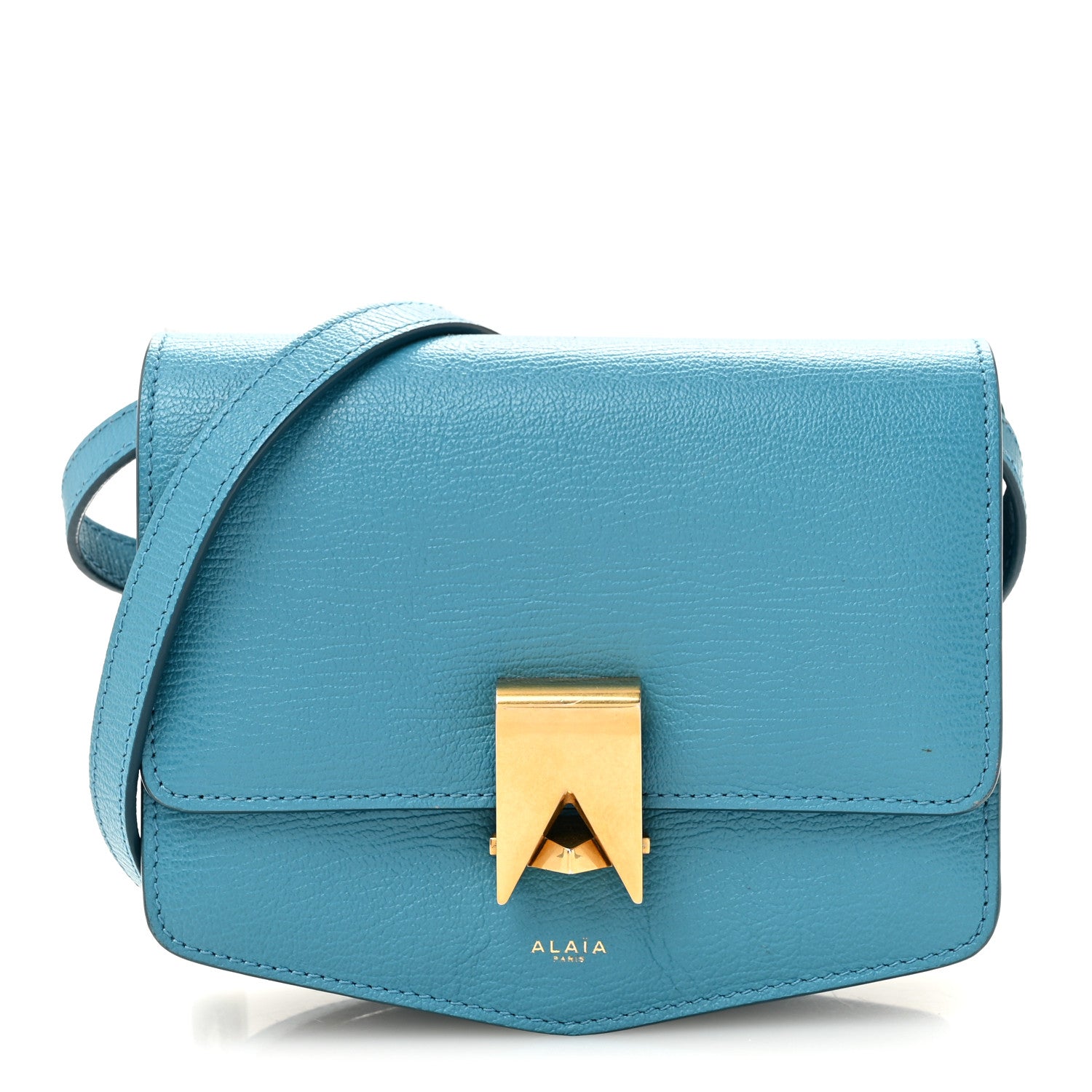 Alaia Grained Calfskin Small Le Papa Crossbody Bleu Lagon 1 of 12