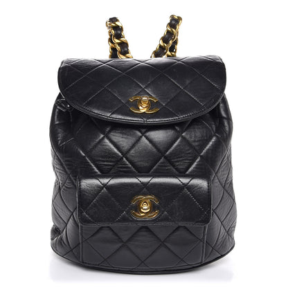 Chanel Lambskin Quilted Drawstring Backpack Black 1 of 19