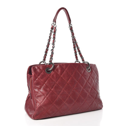 Chanel Iridescent Caviar Quilted Small Chic Tote Dark Red 3 of 14