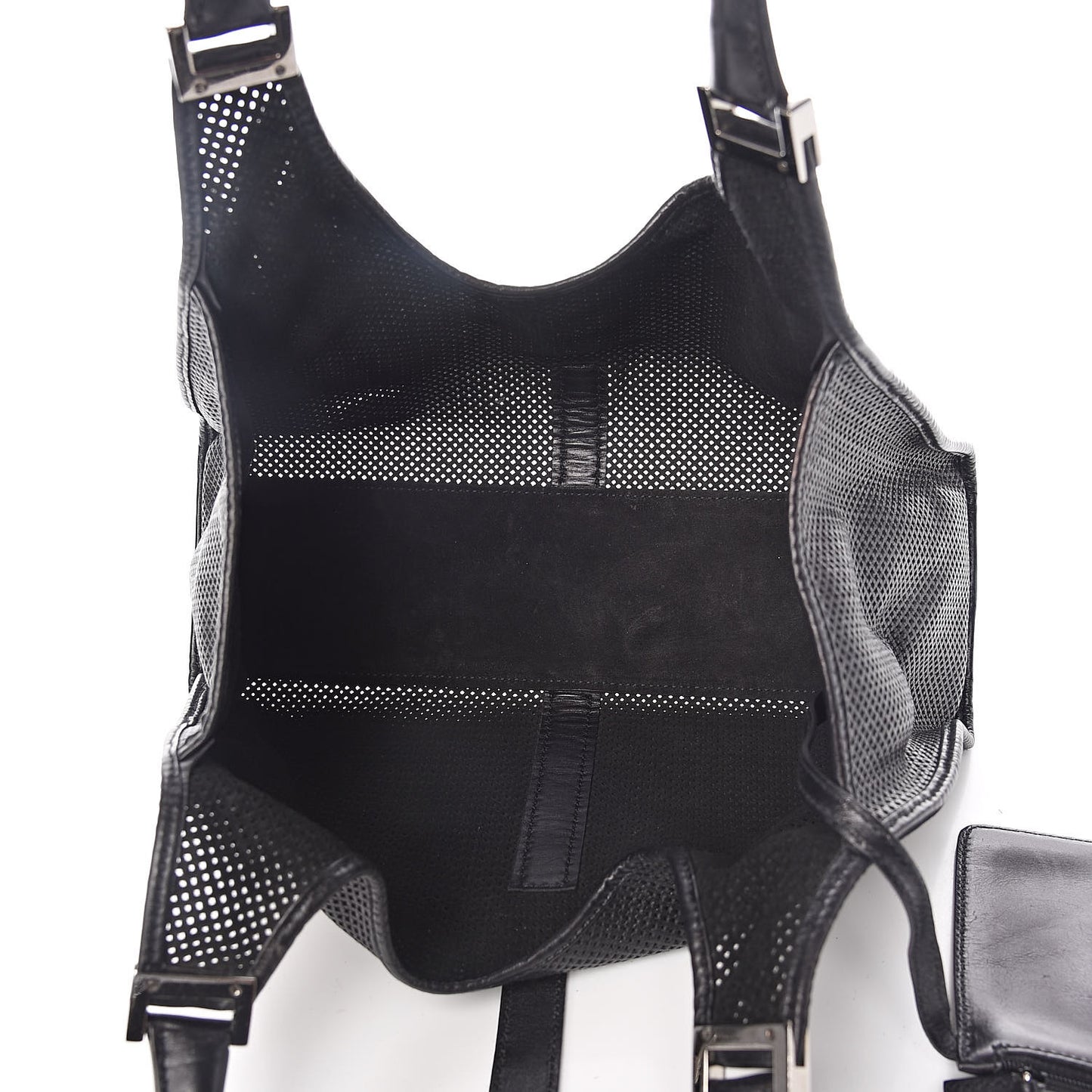 Perforated Calfskin Jackie O Hobo Black