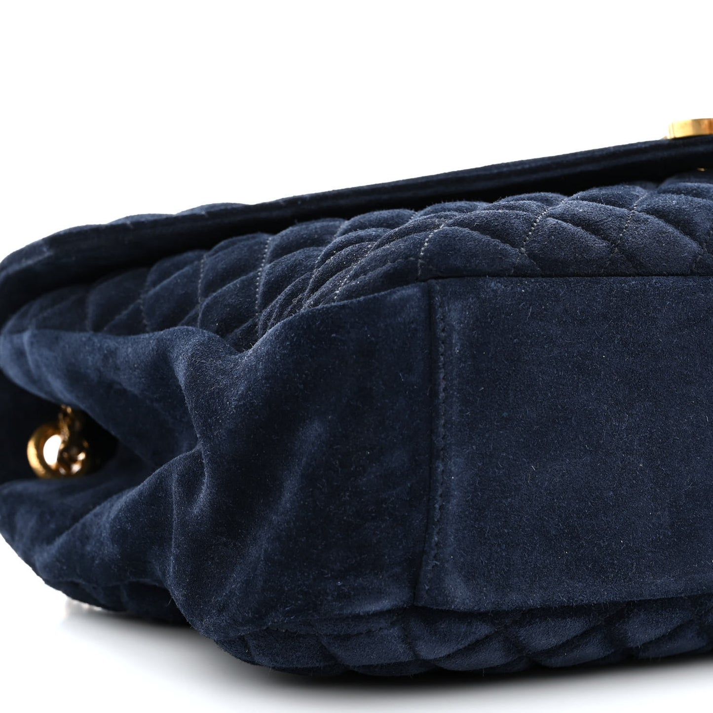 Suede Mixed Matelasse Triquilt Large Monogram Envelope Satchel Navy Blue