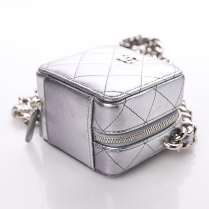 Chanel Metallic Lambskin Quilted Like A Wallet Clutch With Chain Silver 6 of 9
