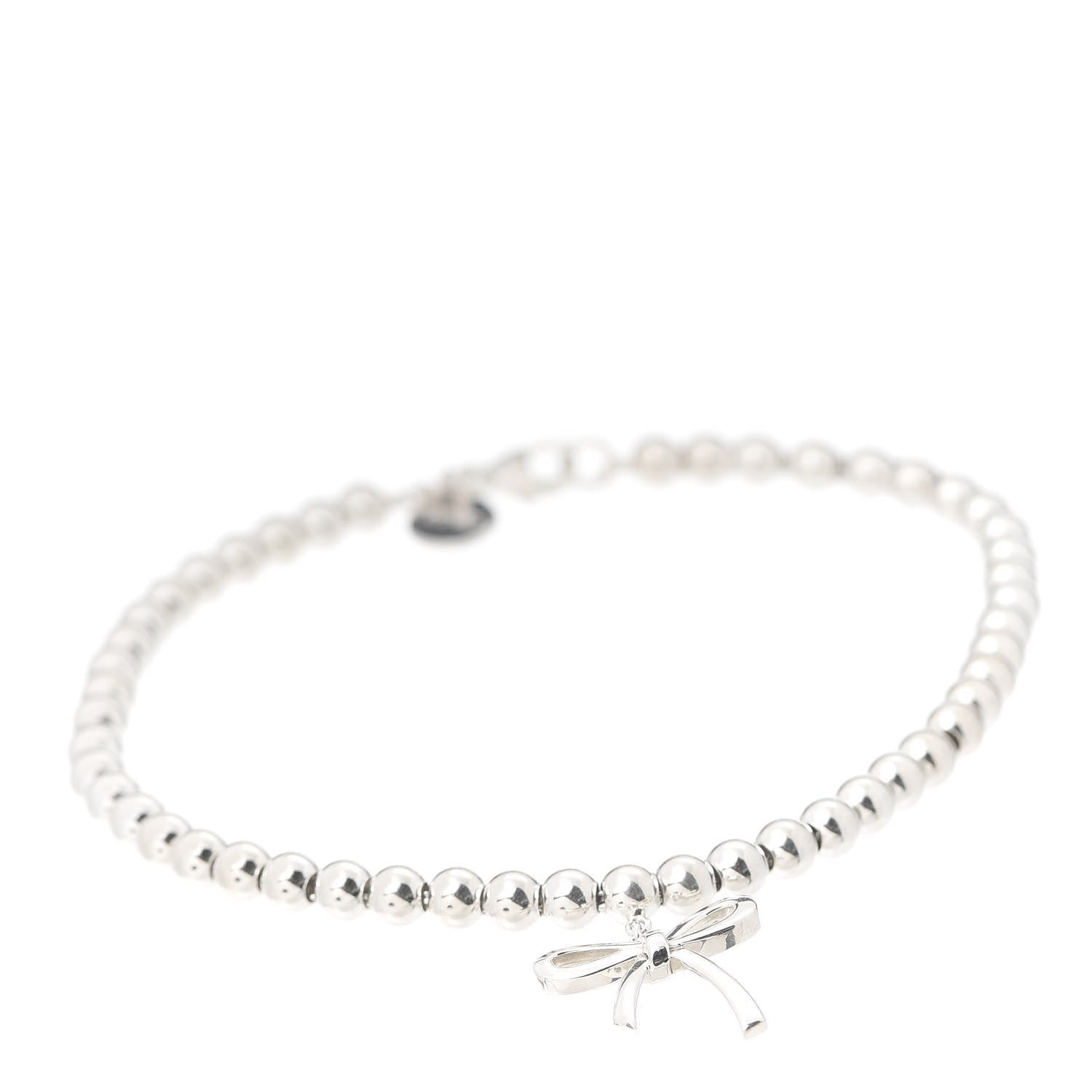 Tiffany Sterling Silver 4mm Bow Bead Bracelet 1 of 6