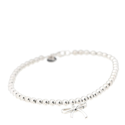 Tiffany Sterling Silver 4mm Bow Bead Bracelet 1 of 6
