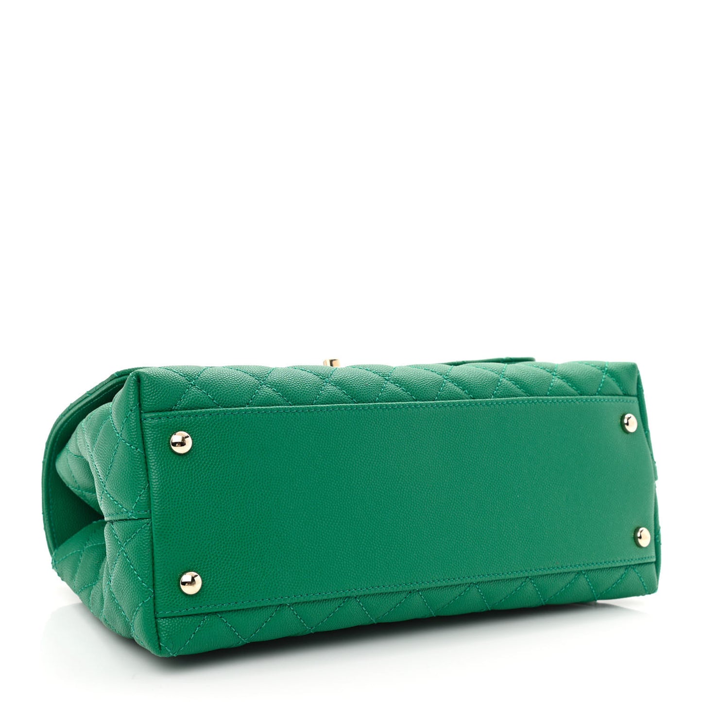 Caviar Quilted Small Coco Handle Flap Green