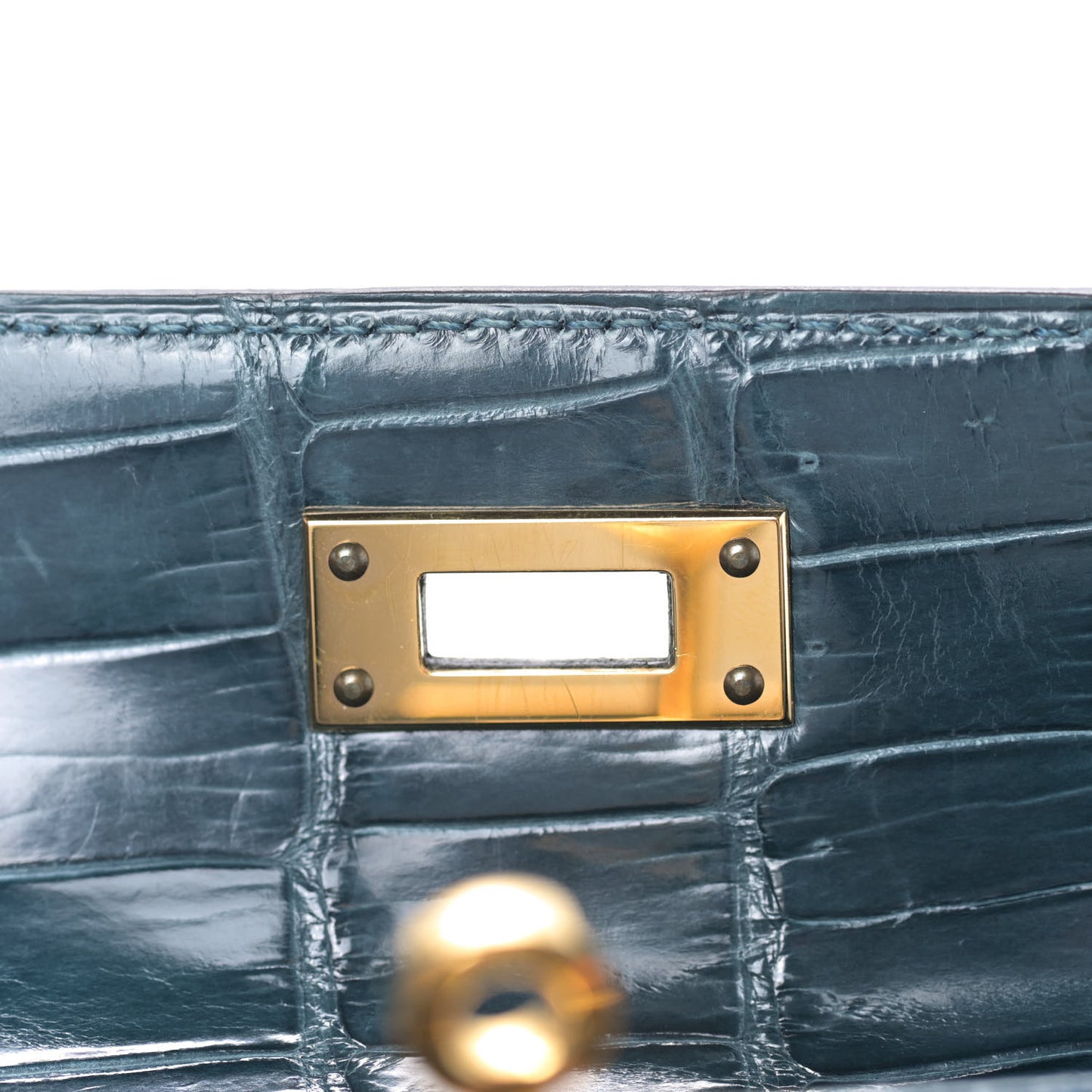 Shiny Porosus Crocodile Kelly Cut Pochette Colvert