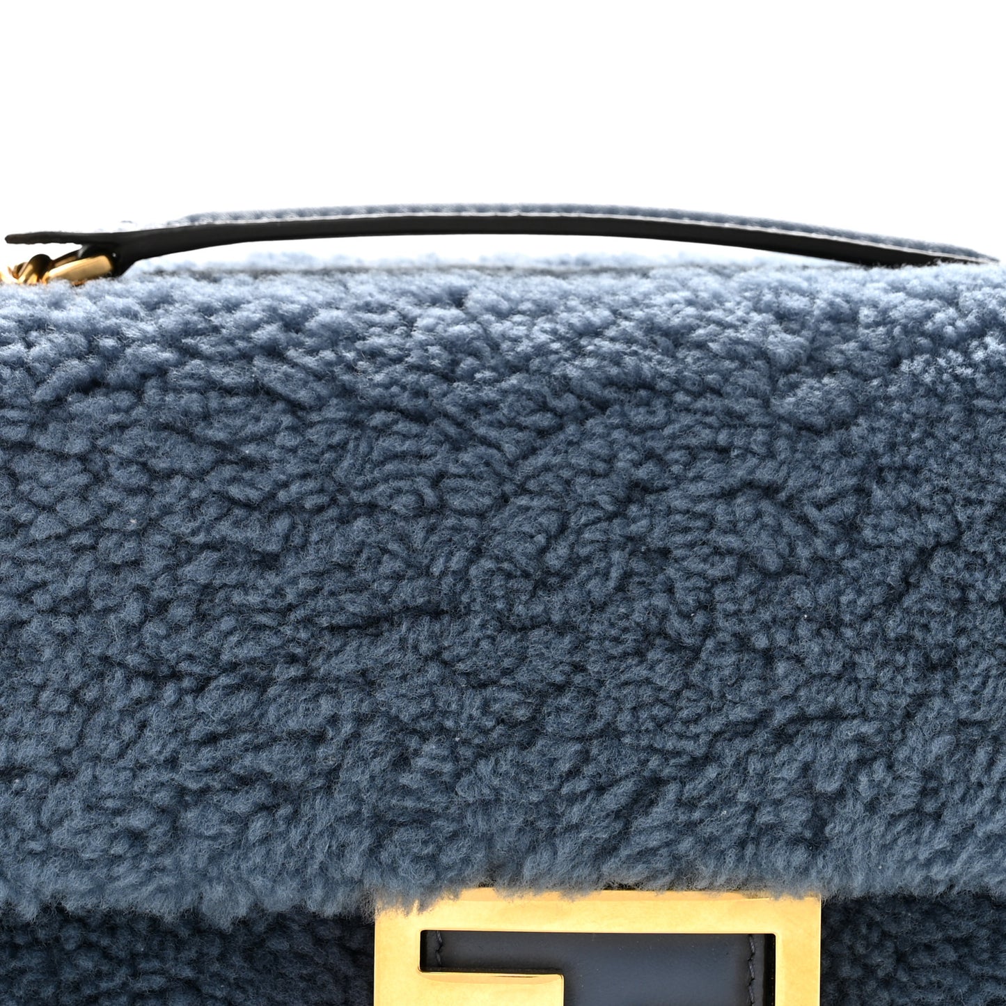 Shearling Lambskin FF Midi Chain Baguette Mirto