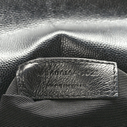 Saint Laurent Grain De Poudre Textured Mixed Matelasse Large Triquilt Monogram Monochrome Satchel Black 7 of 9