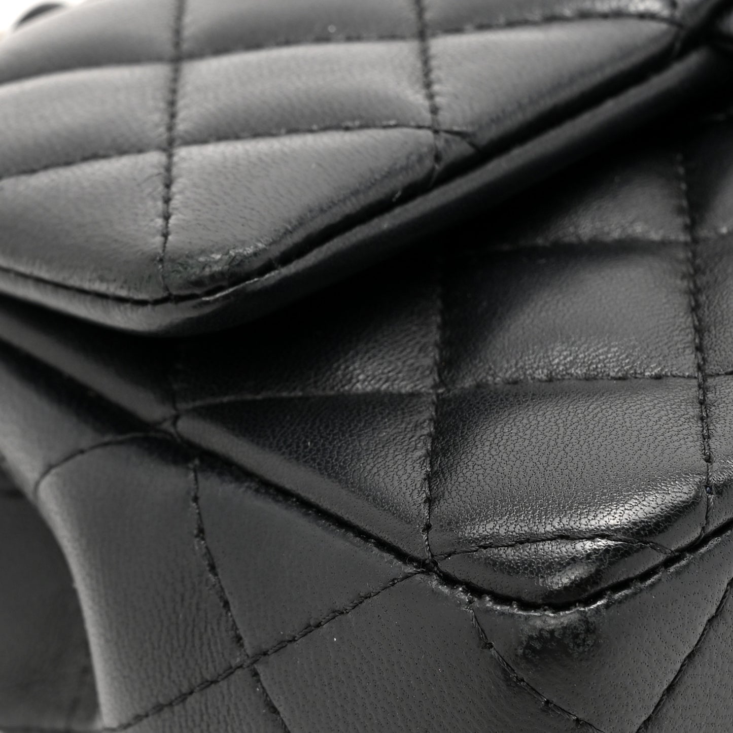 Lambskin Quilted Mini Rectangular Flap Black