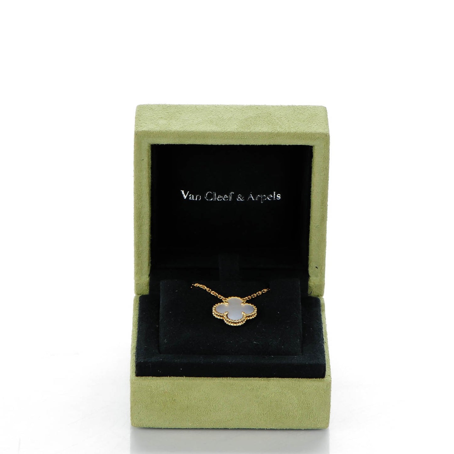 18K Yellow Gold Mother of Pearl Vintage Alhambra Pendant Necklace