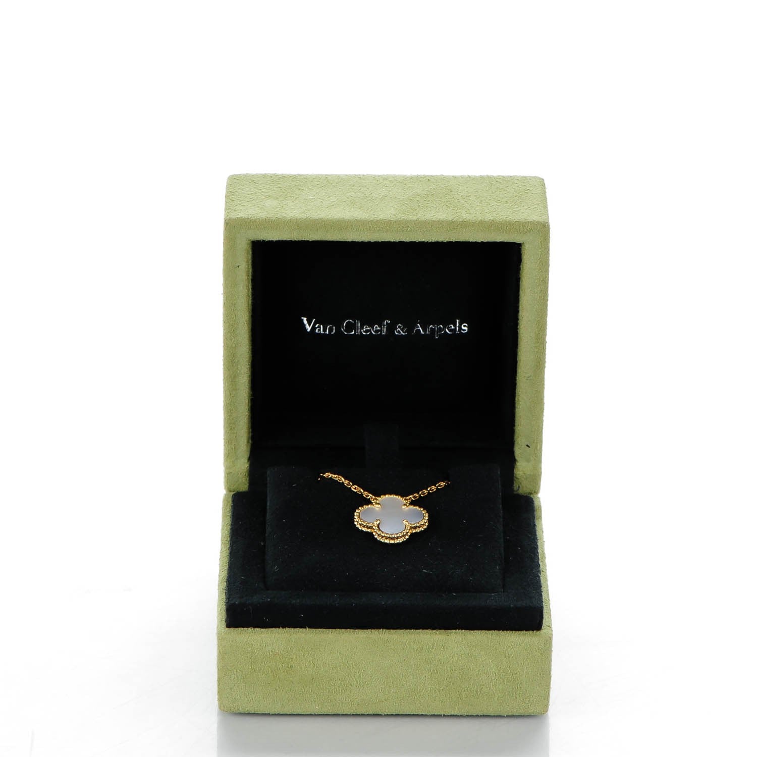 Van Cleef & Arpels 18K Yellow Gold Mother of Pearl Vintage Alhambra Pendant Necklace 7 of 7