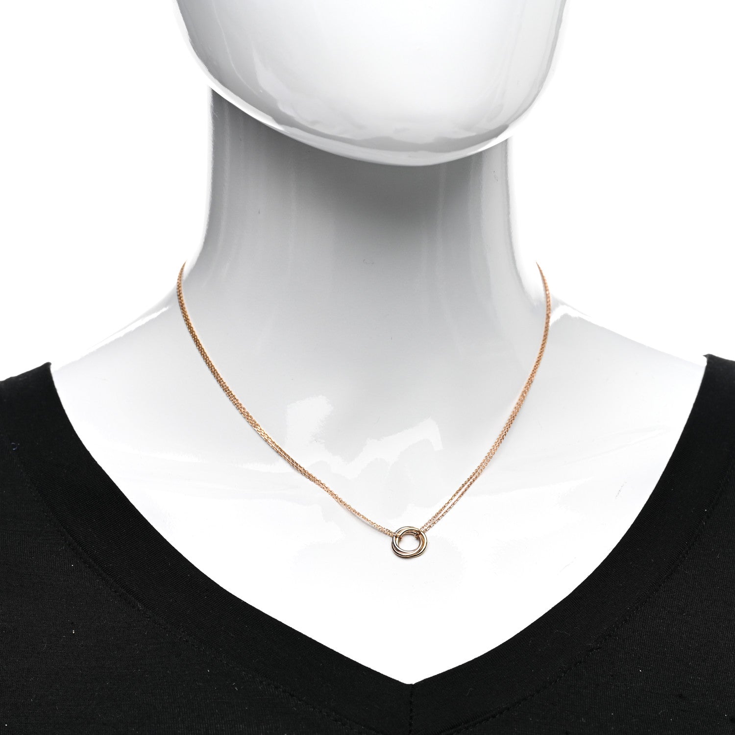 Cartier 18K Pink Yellow White Gold Trinity Double Chain Pendant Necklace 2 of 4