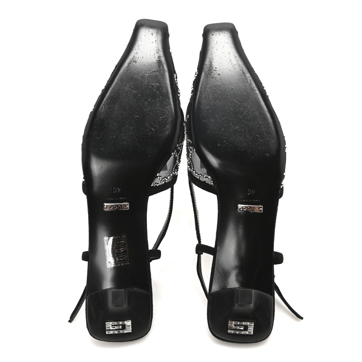 Tela Retino Kid Scamosciato Crystal GG Monogram Square G 35mm Slingback Pumps 40 Black