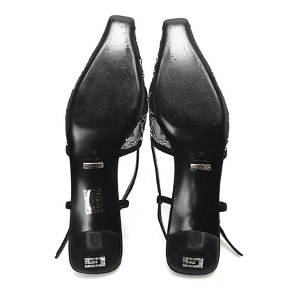 Gucci Tela Retino Kid Scamosciato Crystal GG Monogram Square G 35mm Slingback Pumps 40 Black 11 of 18