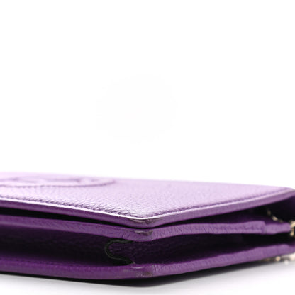 Gucci Pebbled Calfskin Soho Wallet on Chain Shine Purple 9 of 10