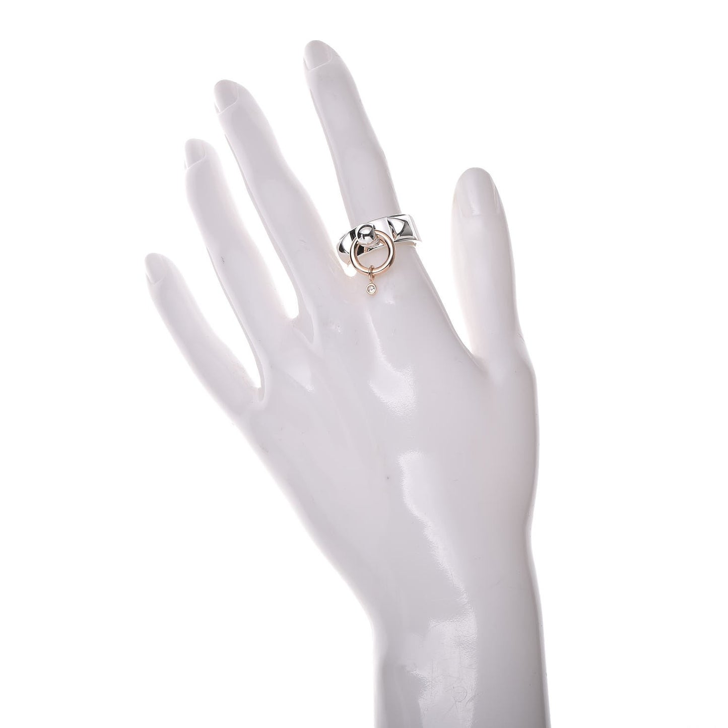 Sterling Silver 18K Rose Gold Diamond Collier De Chien PM Ring 53 6.25