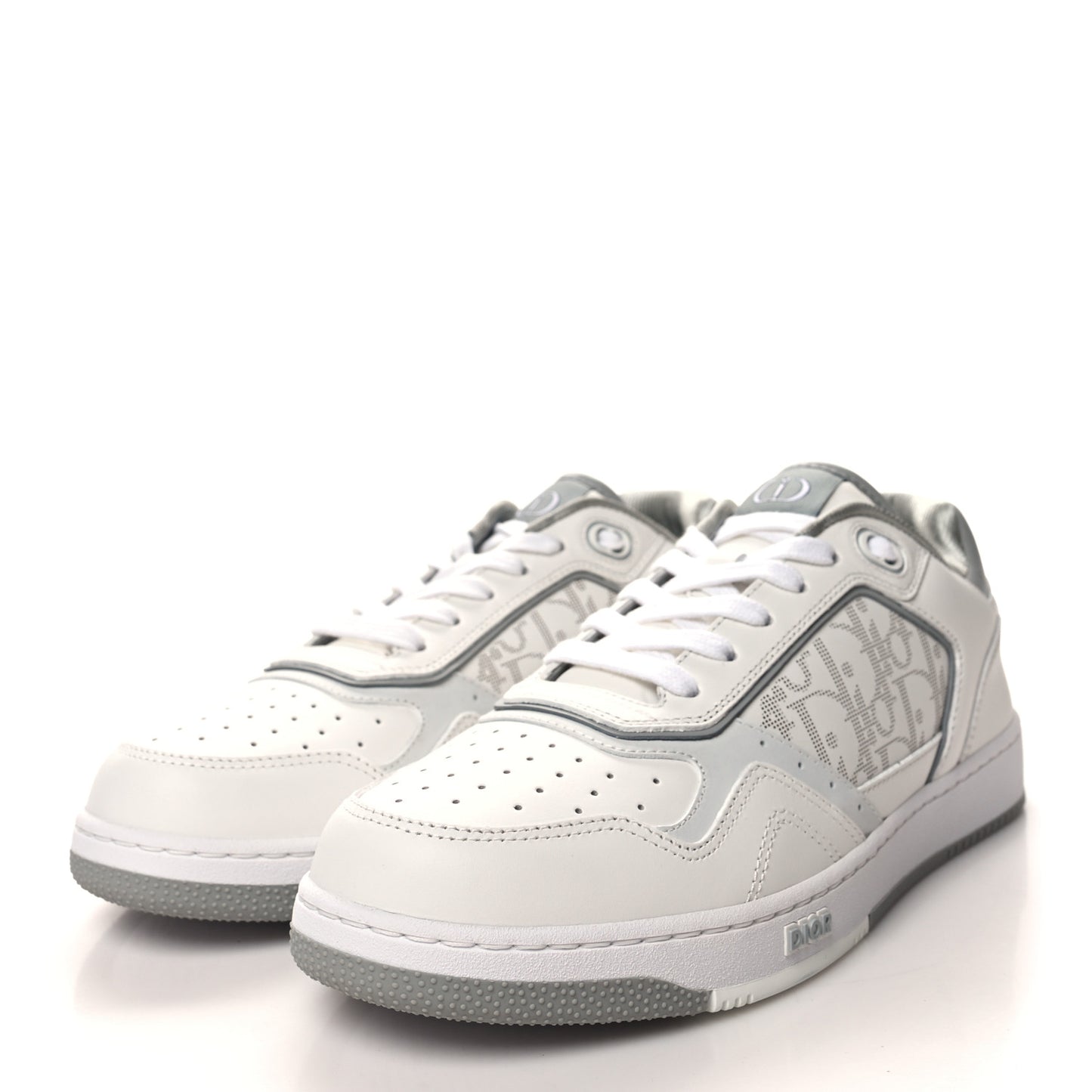Smooth Calfskin Oblique Galaxy Perforated Mens B27 Low Top Sneakers 42 White Grey