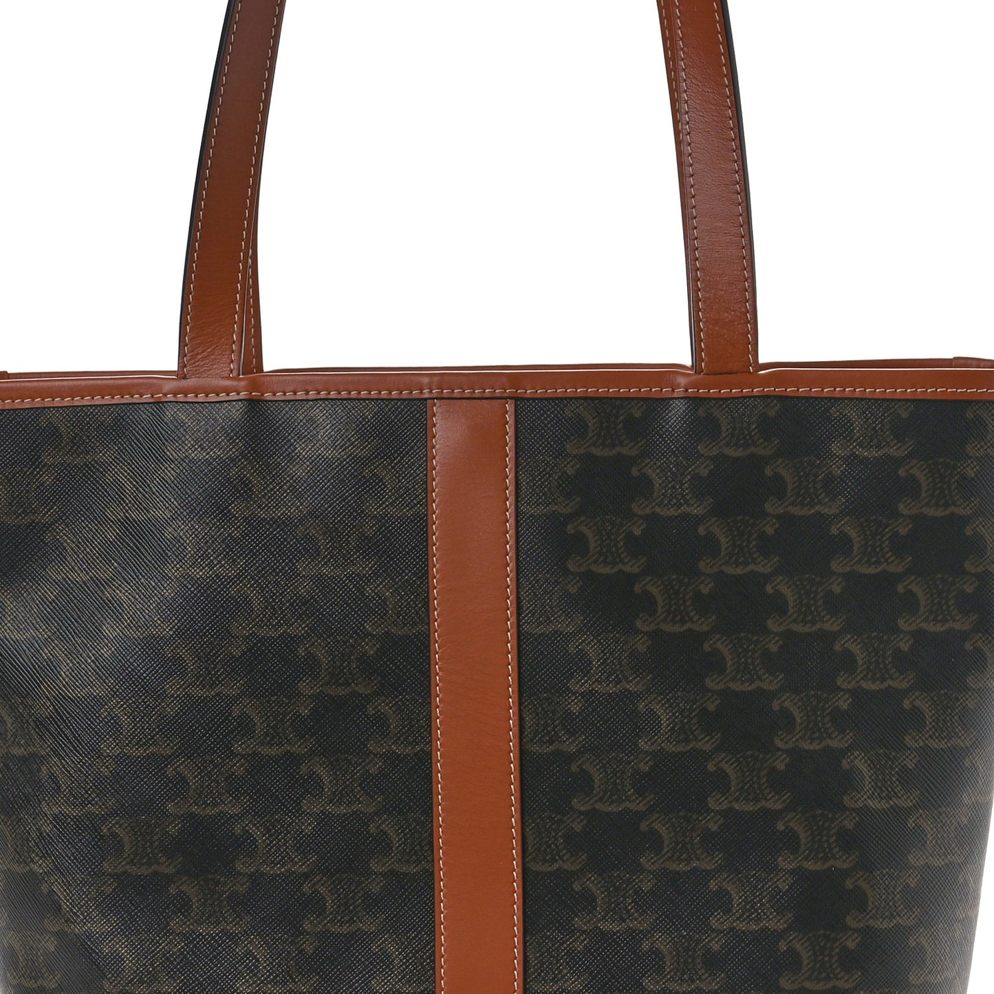 Triomphe Canvas Calfskin Small Cabas Bag Tan